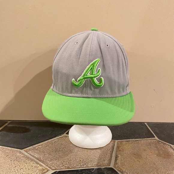 New Era Other - New Era Gray and Neon Green Atlanta A-Logo Snapback Hat